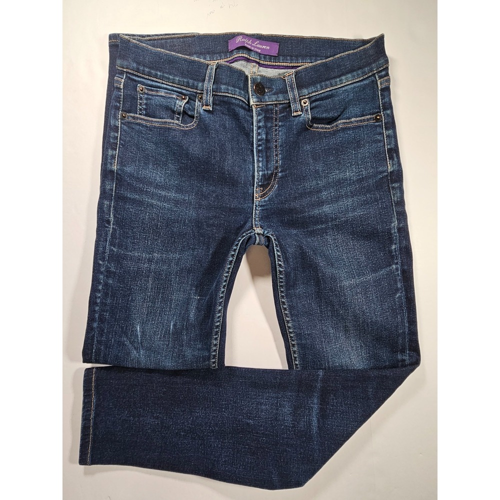 Ralph‎ Lauren Purple Label Women Dark Wash Slim Jeans Made in Italy Size 28